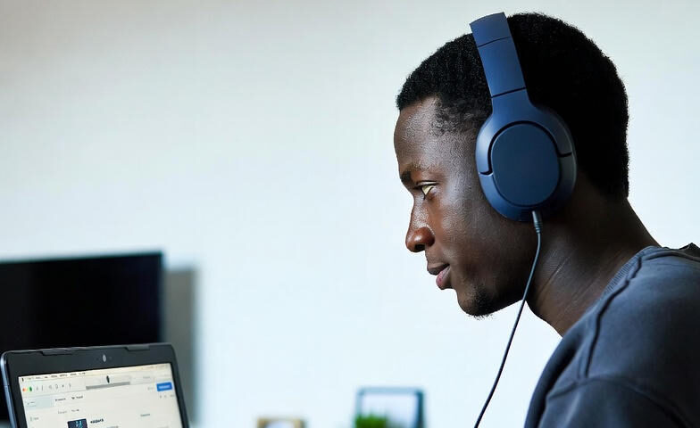a boy downloading music from youtube