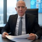 Here are three SEO-friendly alt text options you can use (short, standard, and extended): - Short (concise): "Jeff Bezos in a light modern office reviewing resumes, subtle Amazon logo, AI icons highlighting tech-driven hiring." - Standard (SEO-friendly): "Jeff Bezos reviewing resumes in a light, minimal modern office with a subtle Amazon logo and AI digital-interface icons showing technology-driven hiring." - Extended (for captions/metadata): "Jeff Bezos seated in a clean, light-toned modern office reviewing resumes and interviewing candidates, subtle Amazon logo in the background and AI interface icons illustrating the impact of artificial intelligence on the hiring process."